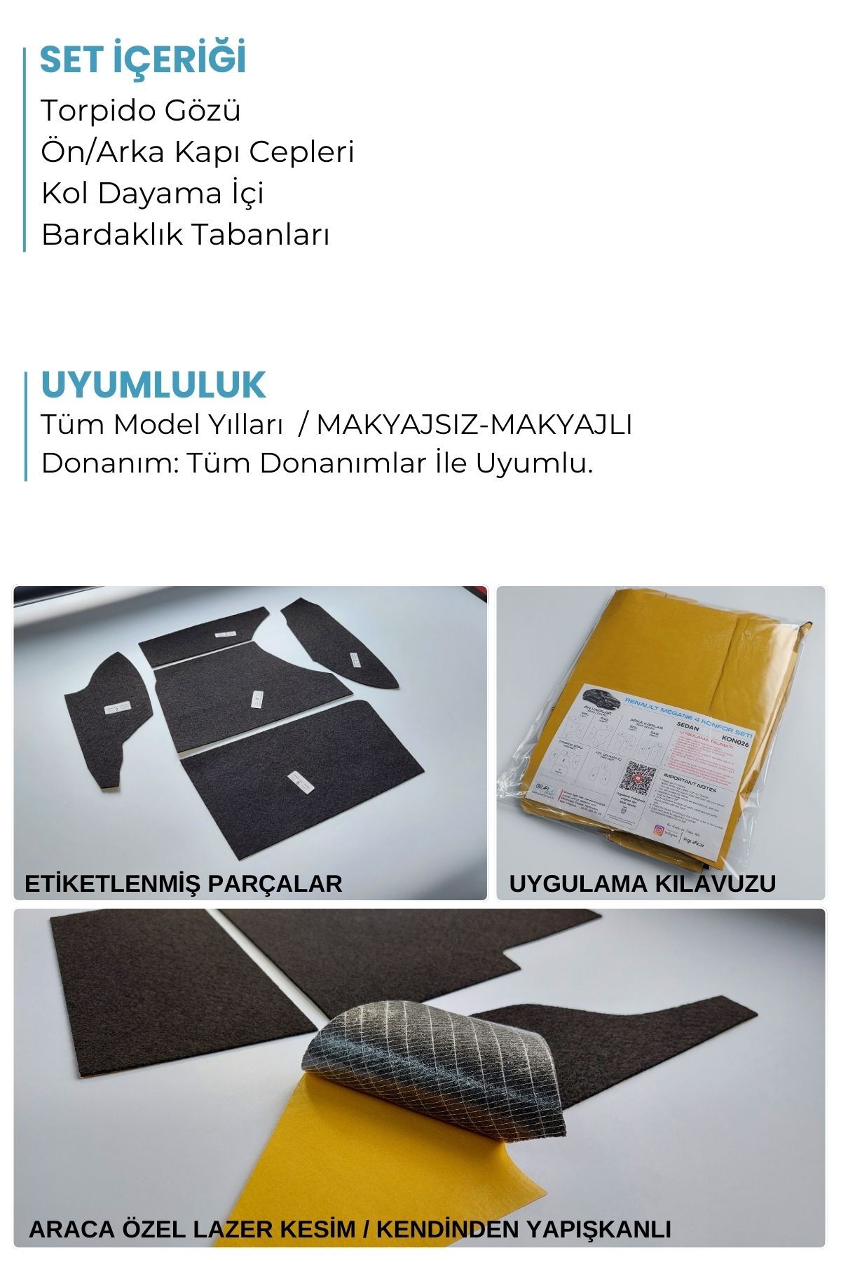 Cupra Formentor Konfor Seti Cep Içi Kumaş Kaplama Ses Izolasyon Amaçlı Ürün