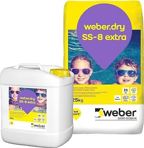 Weber Dry SS-8 Extra Çimento Esaslı Çift Komponentli Tam Elastik Su Yalıtım Harcı 35 kg set