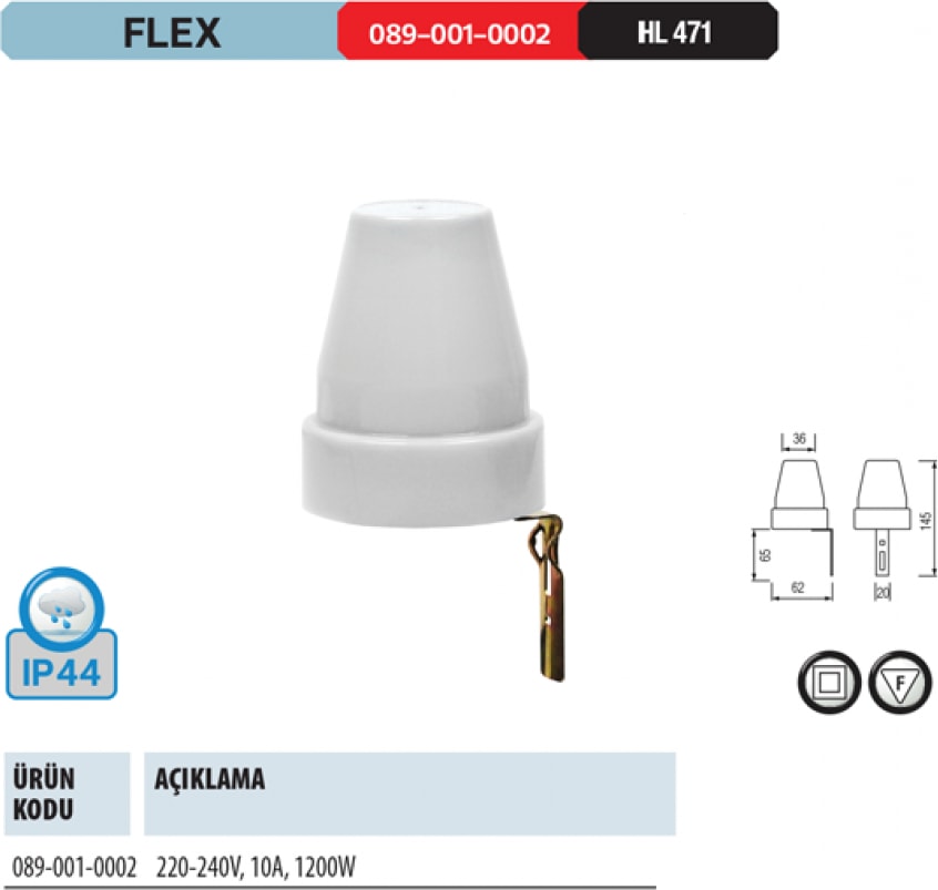 Flex Fotosel Röle 1200W 10A