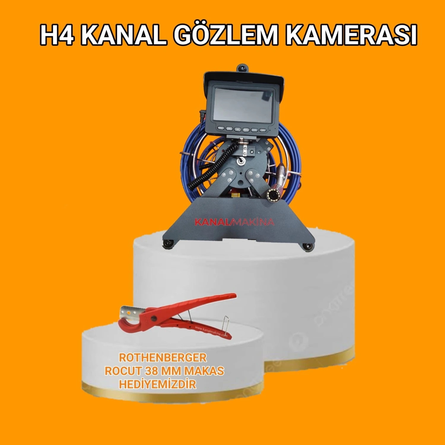 Kanal Görüntüleme Kamerası 4 Inç Ekran Hediyeli