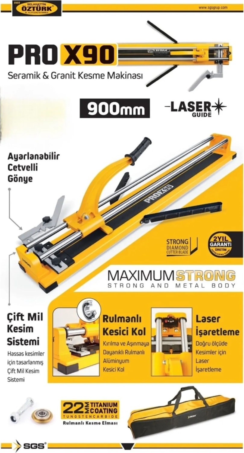 SGS116 Rulmanlı Lazerli KESIM-PROX90 Seramik Granit Fayans Kesme Makinası 900MM