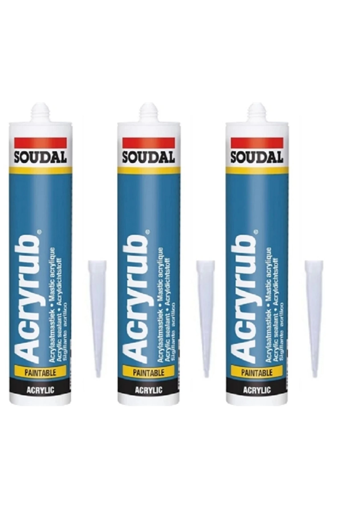 Acryrub Silikonize Mastik 500 gr Beyaz- 3 Adet