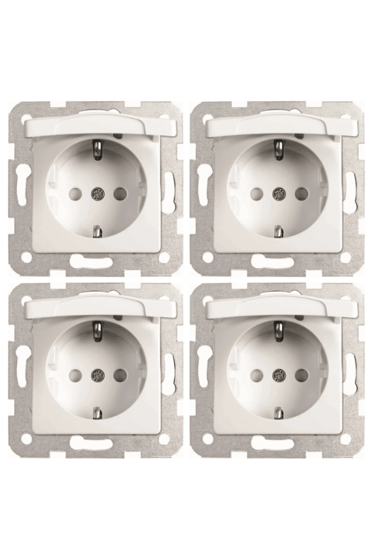 Viko Linnera Topraklı Çoçuk Korumalı Kapaklı Priz Beyaz 90440012 (Çerçeve Dahil) (4 Adet)