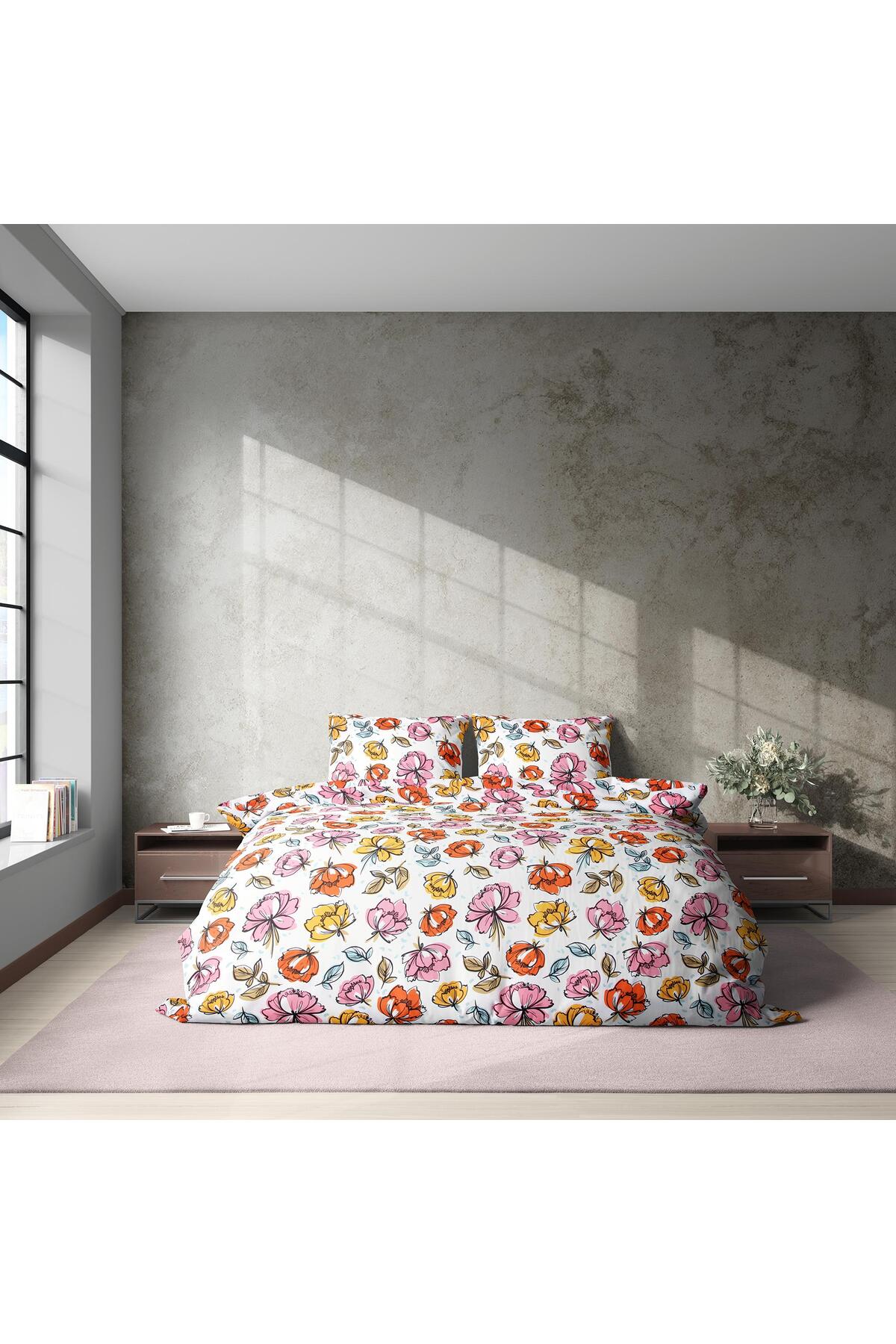 Cotton Collection Ranforce R Tek Kişilik Nevresim Takımı Çiçek Bahçesi