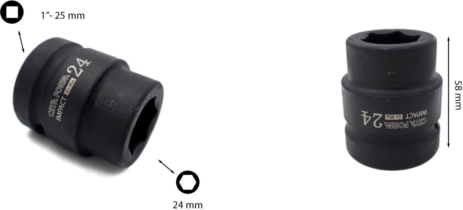 24 mm 1” 6 Köşe Havalı Lokma Anahtar C82-H24