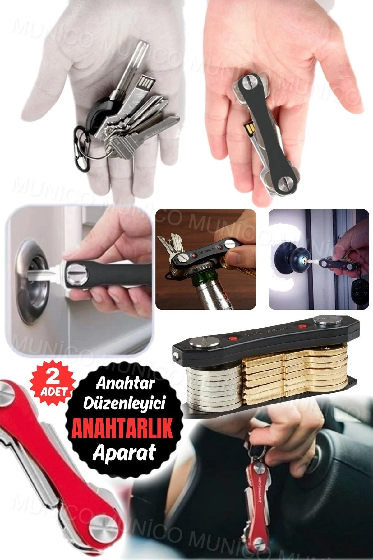 2 Adet Akıllı Anahtarlık Clever Anahtarlar USB Flash Bellek ve Diğer Küçük Eşyalar İçin Şık