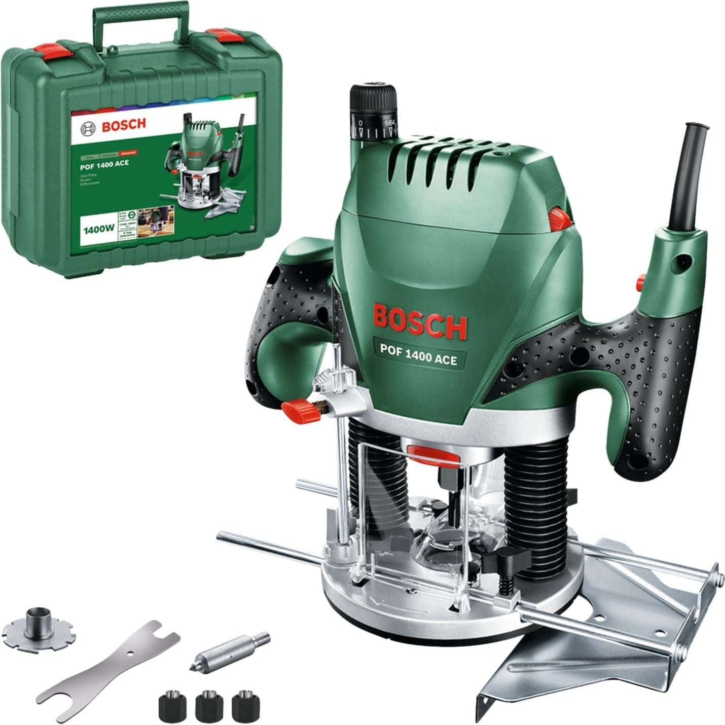 BOSCH Pof 1400 Ace Freze Pof 1400 Ace Entegre Mil Kilidi Freze Derinlik Ayarı Yeşil