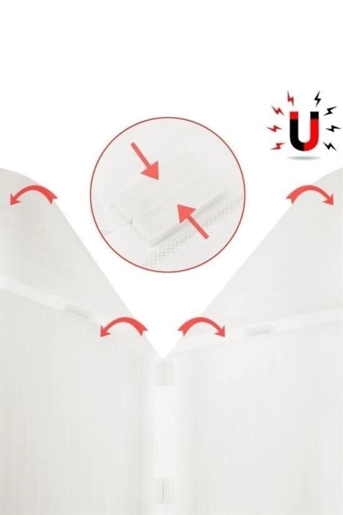 KENDİ MARKAMIZ® Pratik Manyetik Mıknatıslı Beyaz Kapı Pencere Sinekliği Tülü 90 x 210 cm