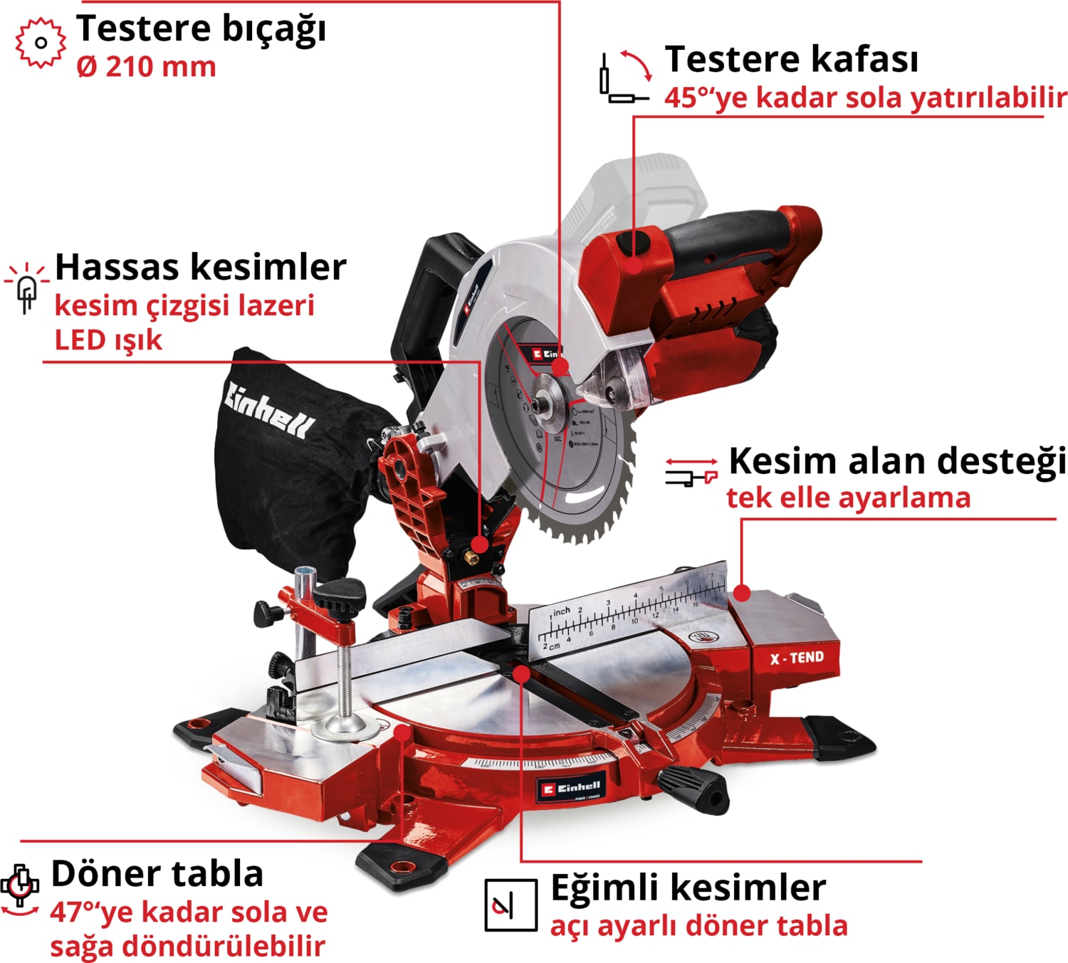 TE-MS 18/210 Li - Solo, Akülü Gönye Testere (Akü ve şarj cihazı dahil değildir)