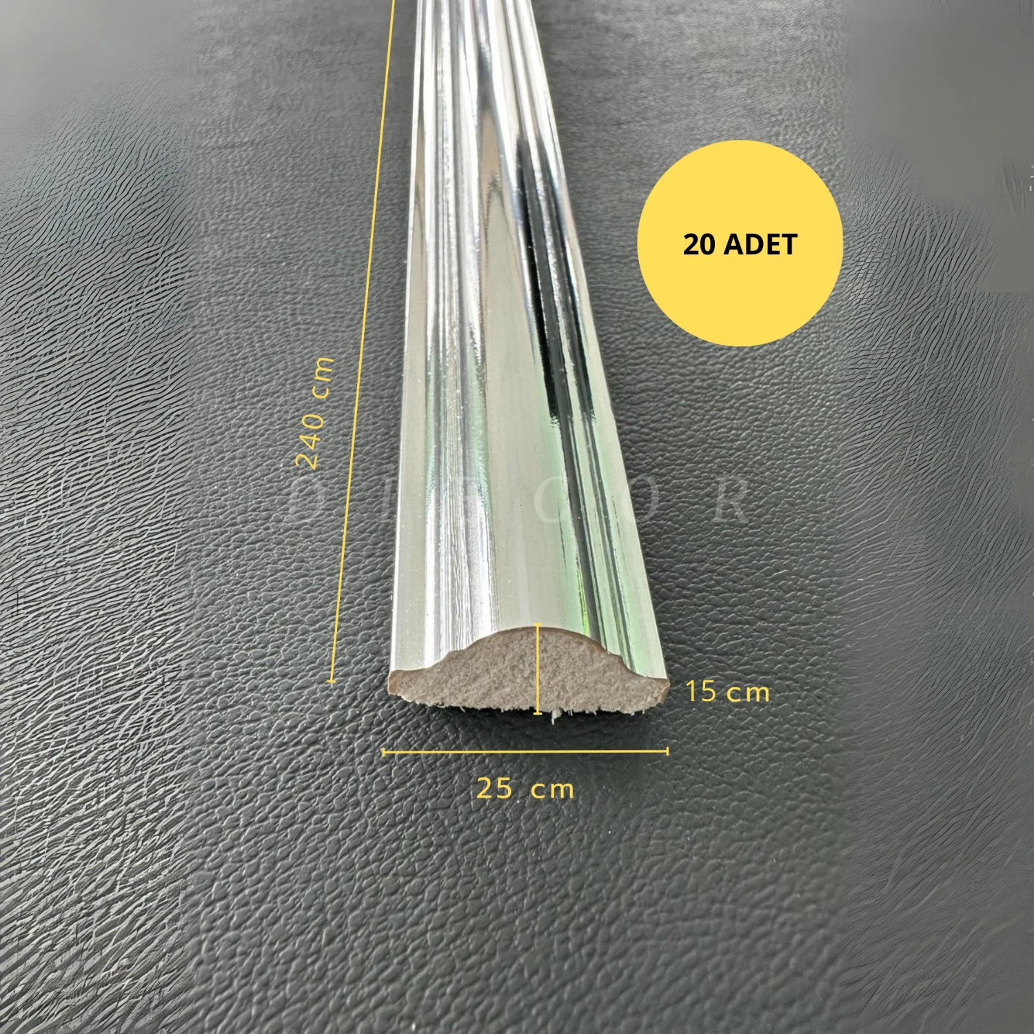 Dekoratif Polistren 20 Adet 2,5 cm Gümüş Duvar Çıtası