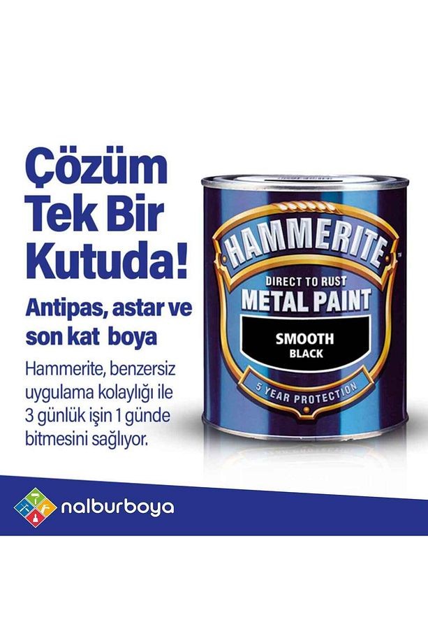 Hammerite Direk Pas Üstüne Metal Boyası 2.5l/3.5kg Pürüzsüz Beyaz-astara Antipasa Gerek Kalmaz