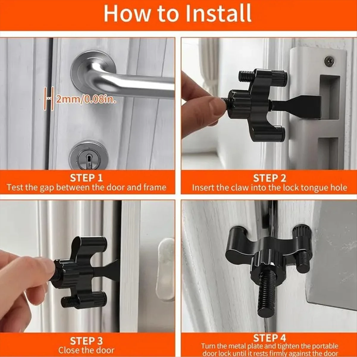 Kapı Kilidi Seyahat Küçük Çelik Kapı Kilidi Otel Odası Ev Güvenlik Kilidi Kilit Ayarlanabilir Kapı Durdurucuları Kapı Güvenliği B (Yurt Dışından)