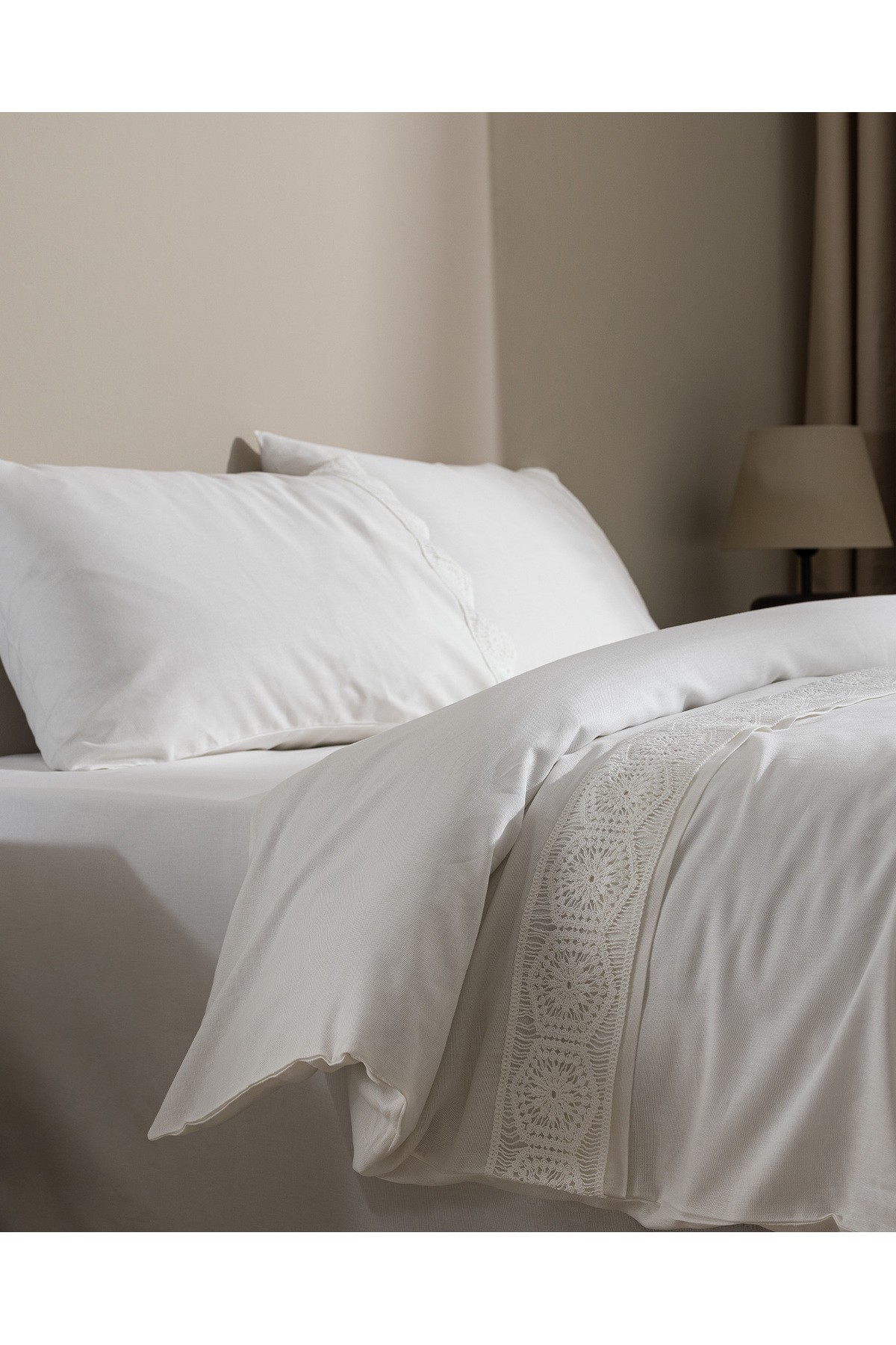 Eolya King Size %100 Pamuk Chambre Nevresim Takımı - Beyaz