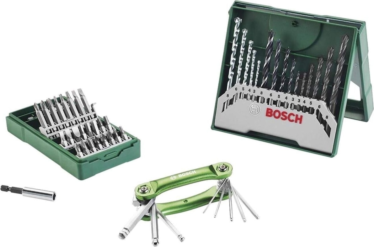 BOSCH Gsb 185-LI Tek Akülü Kömürsüz Darbeli Matkap Vidalama Şarjlı Matkap + 64 Parça Bits Uç Aksesuar Seti