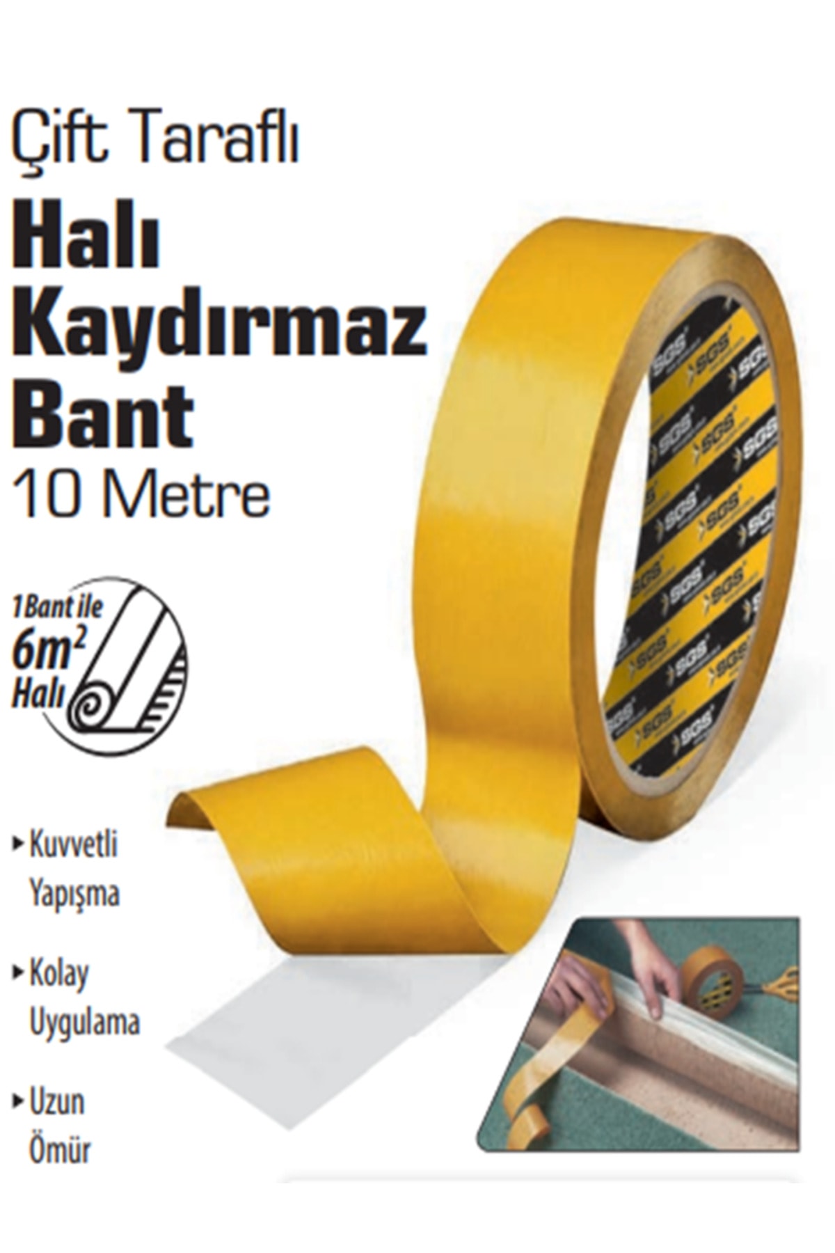 Çift Taraflı Halı aydırmaz Bant ( 10Mt / 48 Mm)
