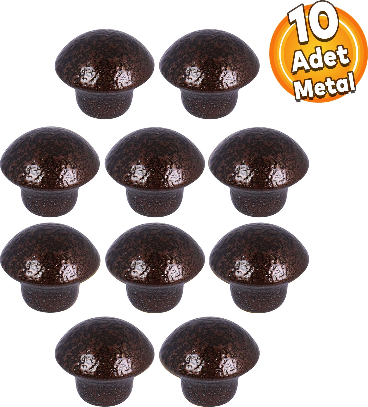 Mantar Düğme Kulp Çekmece Dolap Kapak Kulpu Kulbu Bakır Renk Tek Vidalı Metal Kulpları (10 ADET)