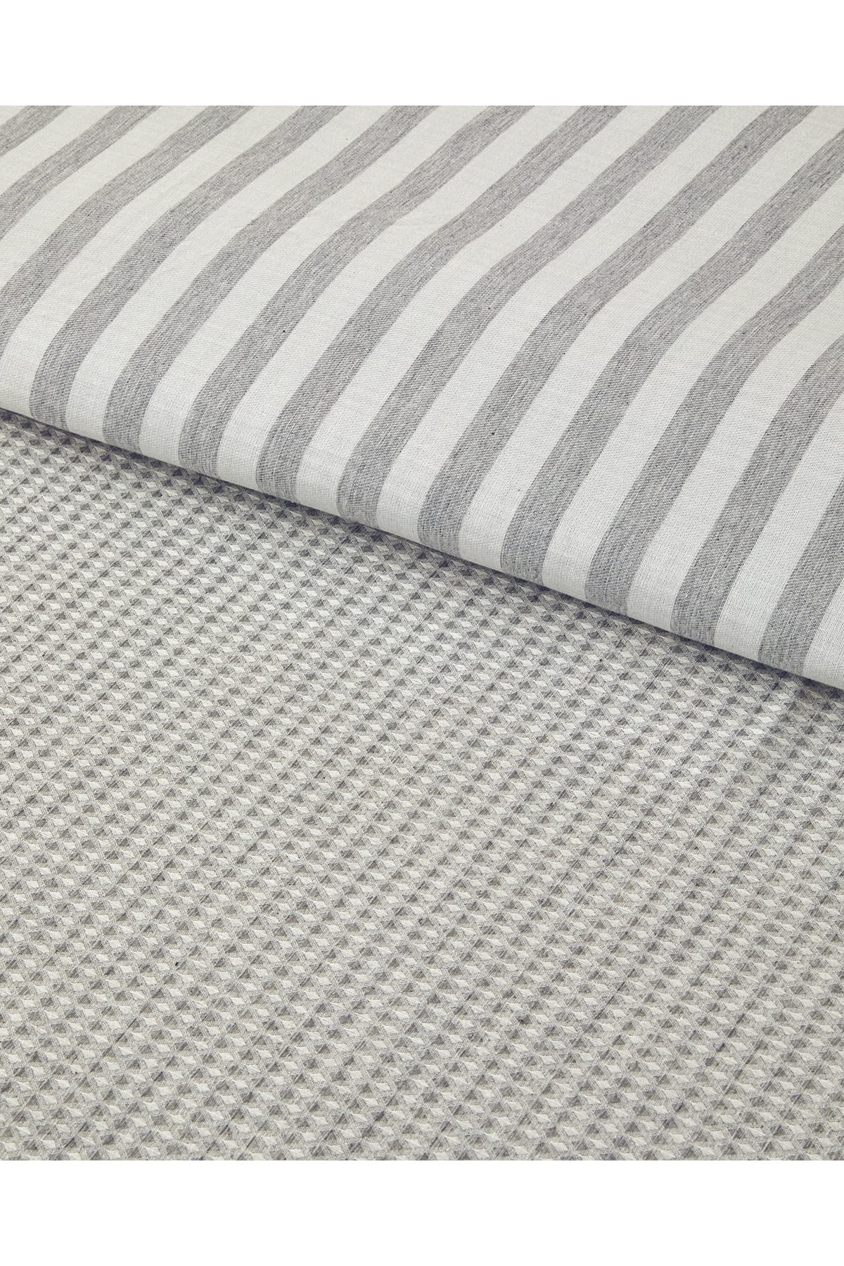 Pure Waffle İpliği Boyalı King Size Nevresim Takımı 240x220 cm Gri