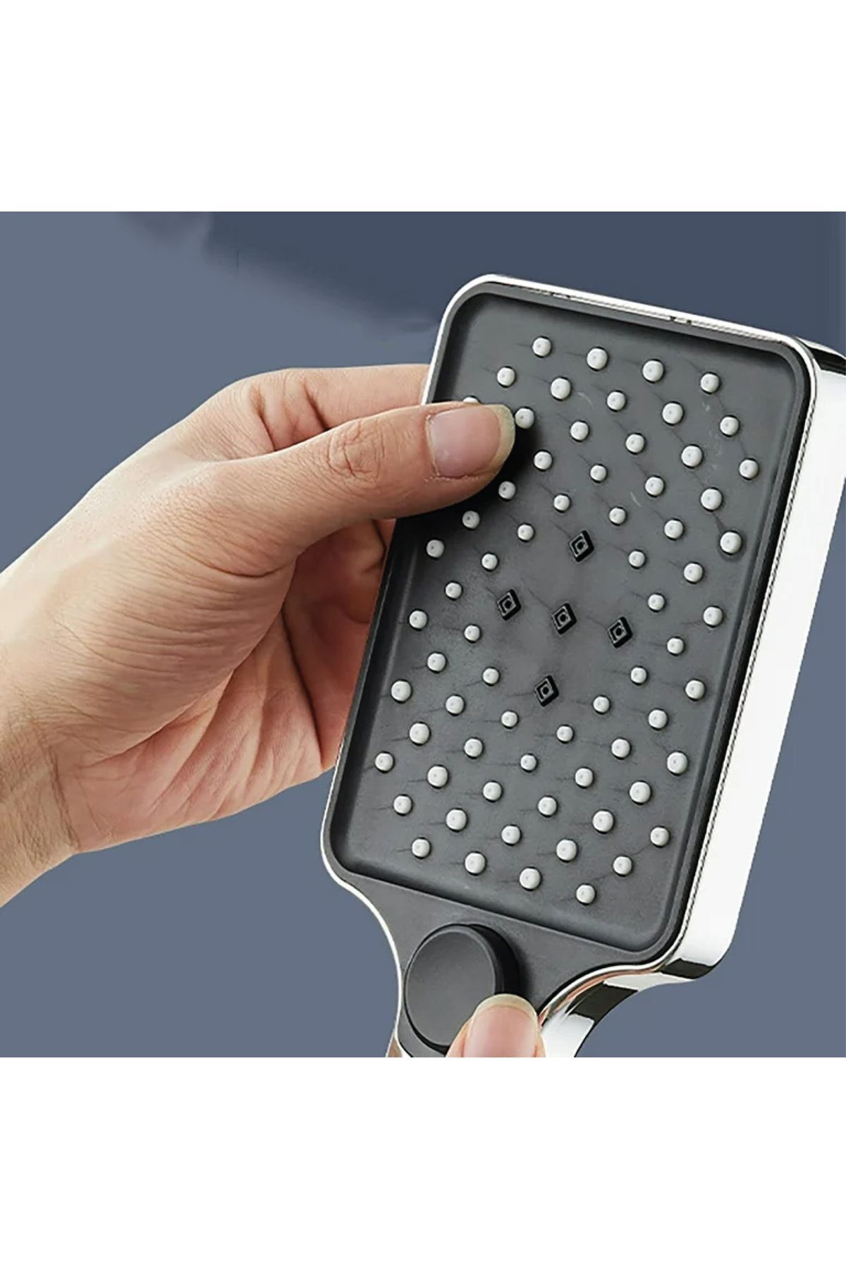 Aqua Kare 3 Fonksiyon Duş Başlığı , Askılıklı Siyah Yapışkanlı Mafsal ve Örgülü Duş Hortumu Duş Seti