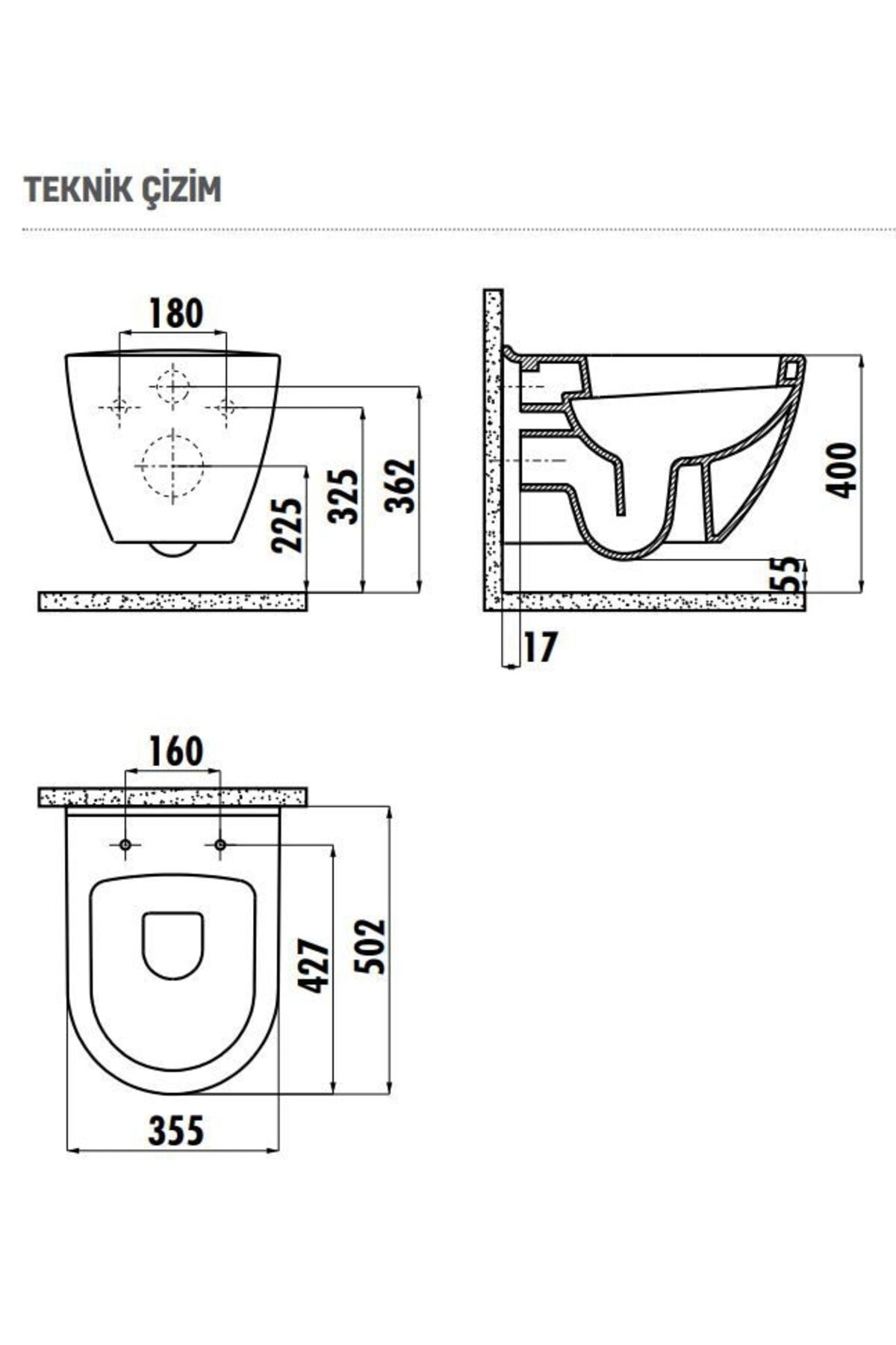 TP325 Terra Asma Klozet Çiçek Altın Dekorlu Asma Klozet + Duck Yavaş Kapanır Kapak