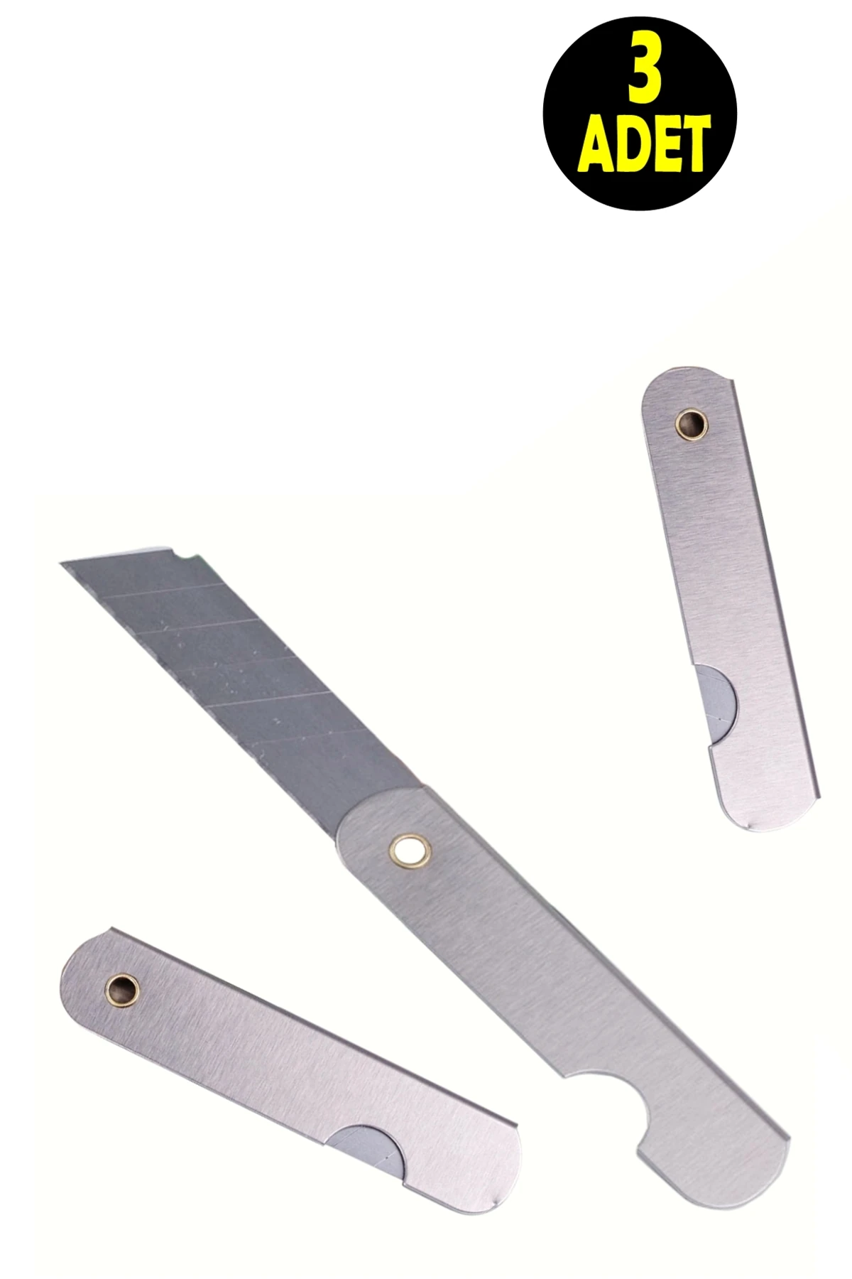 3 ADET Çelik Kamp ve Doğa Aktivitilerine Uygun Katlanır Mini Falçata Cep Anahtarlık Maket BıçaK