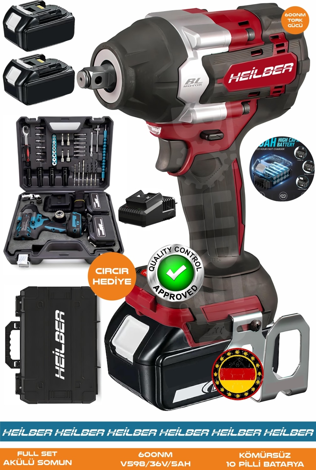 Alman BA01073K Akülü Darbeli Somun Sıkma | 36V 5AH | 600 Nm Tork – Ergonomik Tasarım – Darbeli Lokma Anahtar