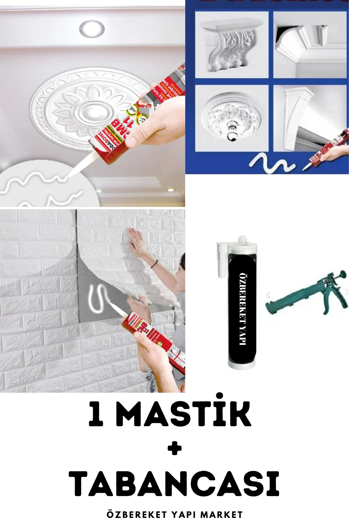 Strafor Stropiyer Kartonpiyer Köpük Yapıştırıcısı Tavan Kaplama Süpürgelik Yapıştırıcı ve Tabancası