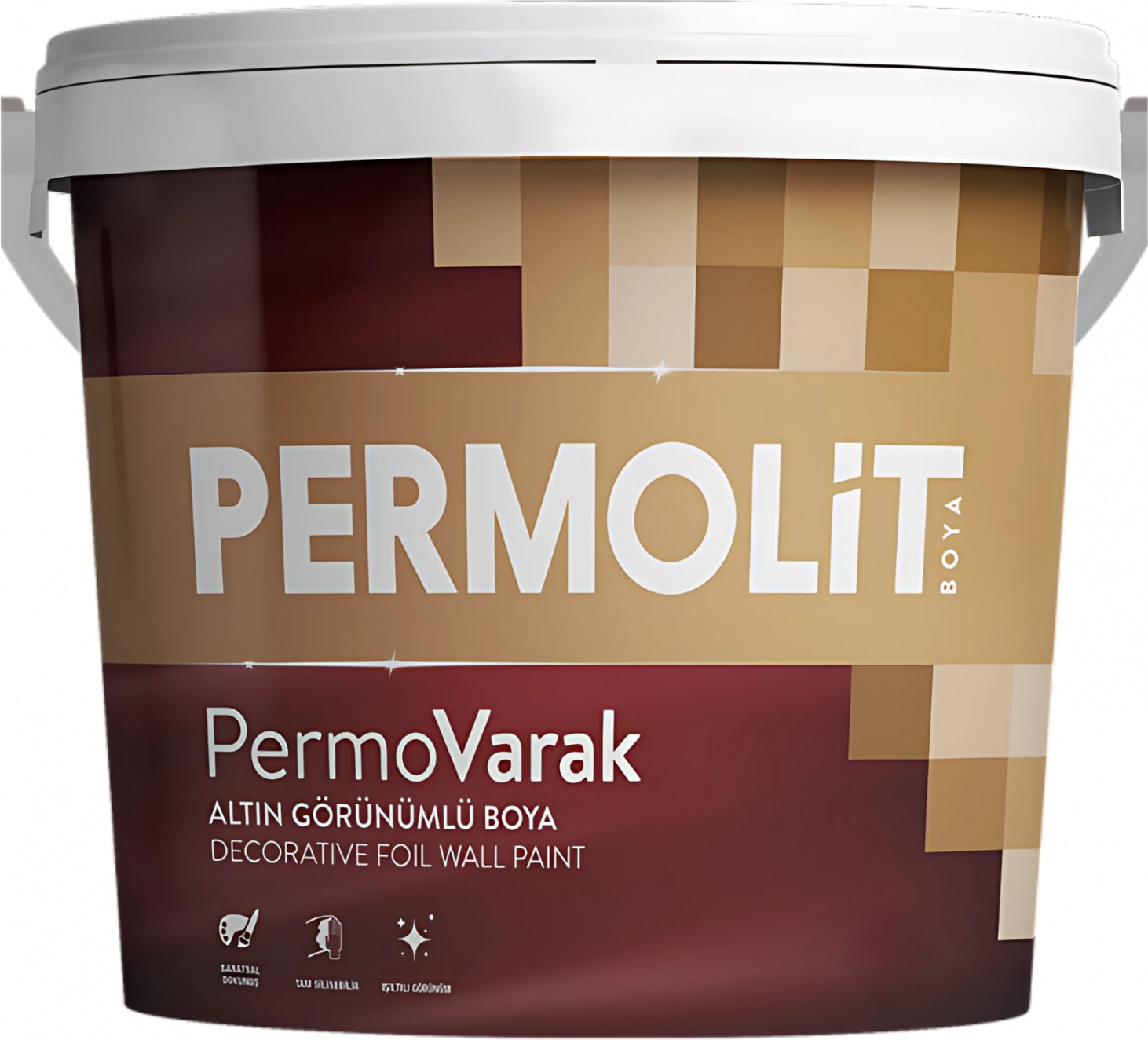 Permovarak Silikonlu Su Bazlı Altın Görünümlü Boya 0,75L - 2,5l | Iç - Dış Cephe Boyası Altın Varak