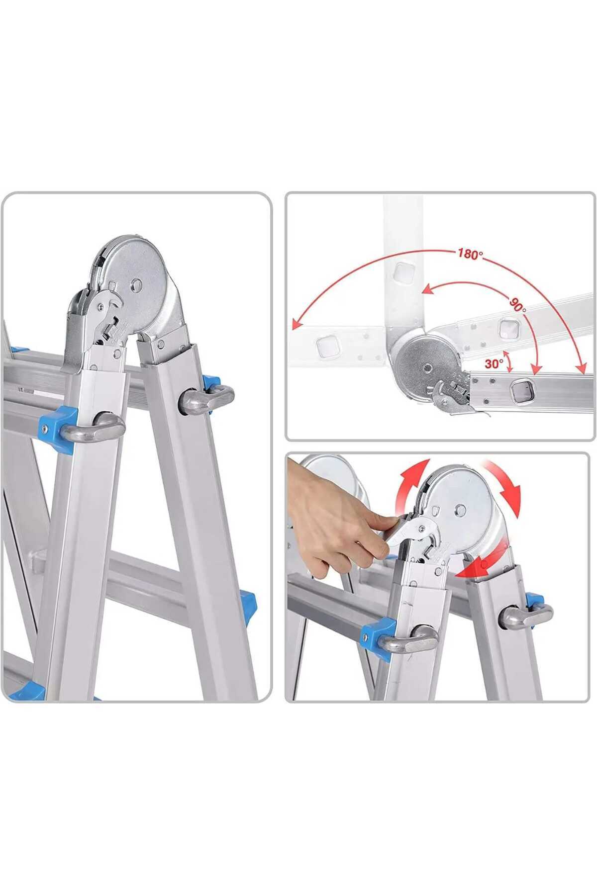 Alüminyum 623 cm Mini Dev Katlanır Uzayan Merdiven (A & I Tipi) | Ev İnşaat Depo Merdiveni