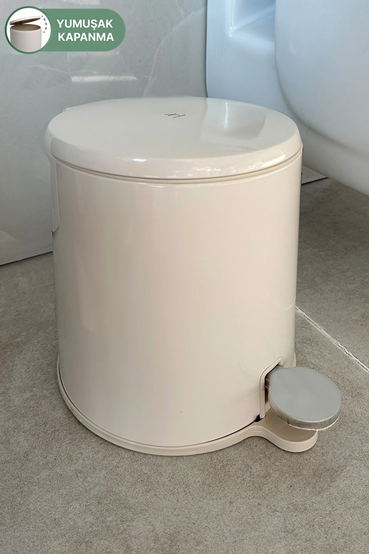 Cigo Pedallı Çöp Kovası 6Lt Bej İç Kısım Bej