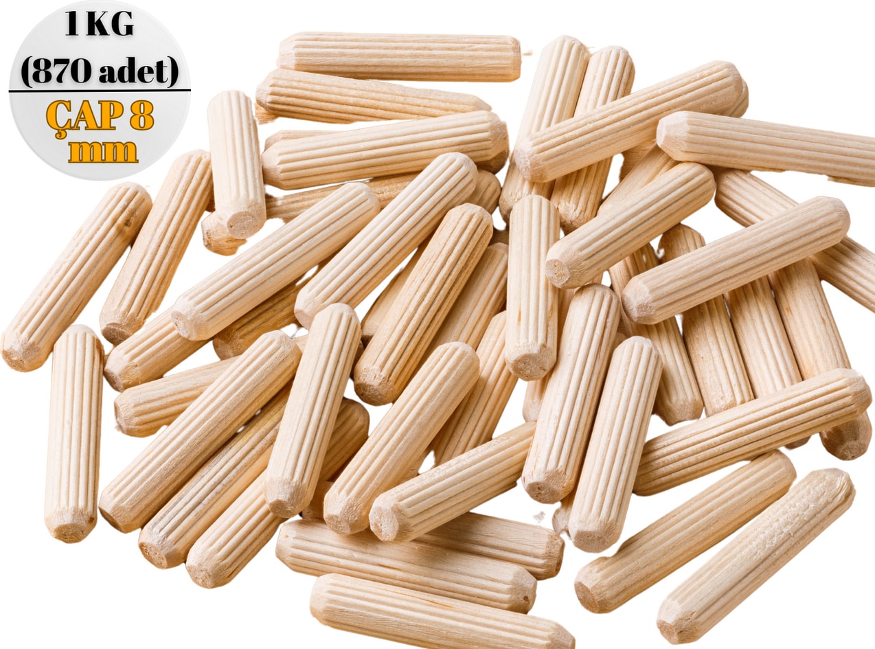 1 kg (870 Adet) Ø8 mm Ahşap Kavela / Kavale (Çizgili) Paket
