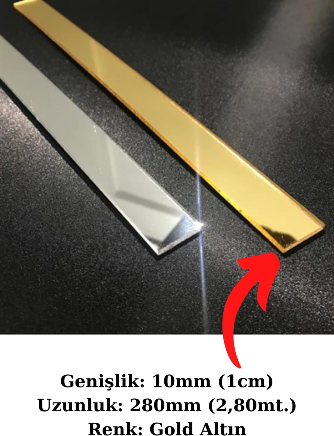 Bg Dekoratif Yapışkanlı Şerit Aynalı Pleksi Mobilya Dolap Süsü Uzunluk (2 Metre 80 cm)