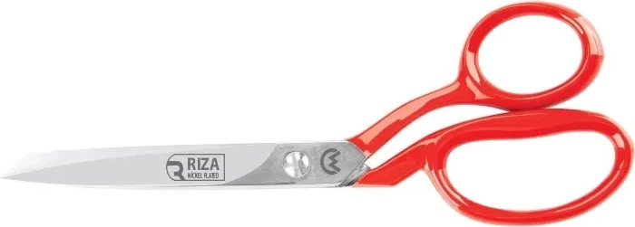 3257-8 Tekstil / Yatık Konfeksiyon Makası No: 8 Inç / 20,32CM - Nikel Kaplama, Kırmızı Saplı, Mikro Tırtıllı