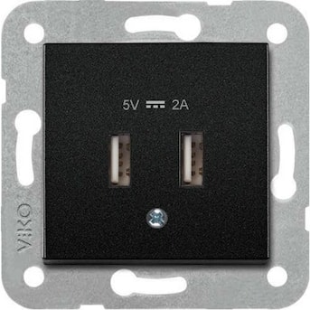 Novella Siyah USB Şarj Prizi 5V 2A Çerçevesiz- 92605509