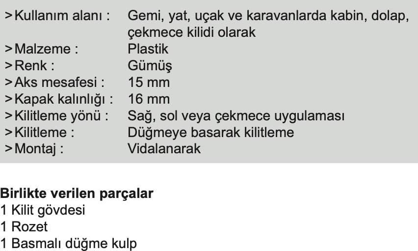Basmalı Kilit Kapak ve Çekmece Kilidi