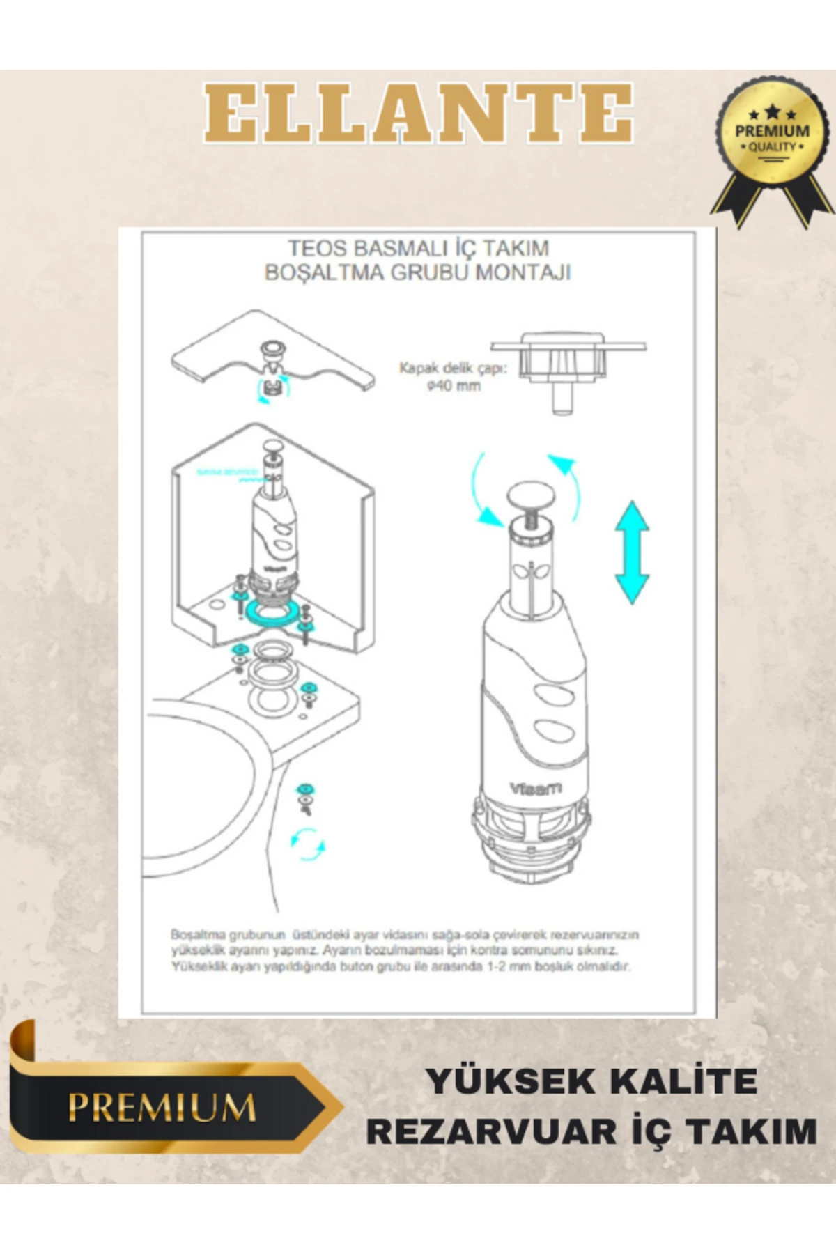 Basmalı Klozet Rezervuar Iç Takım Yüksek Kalite Visam Teos