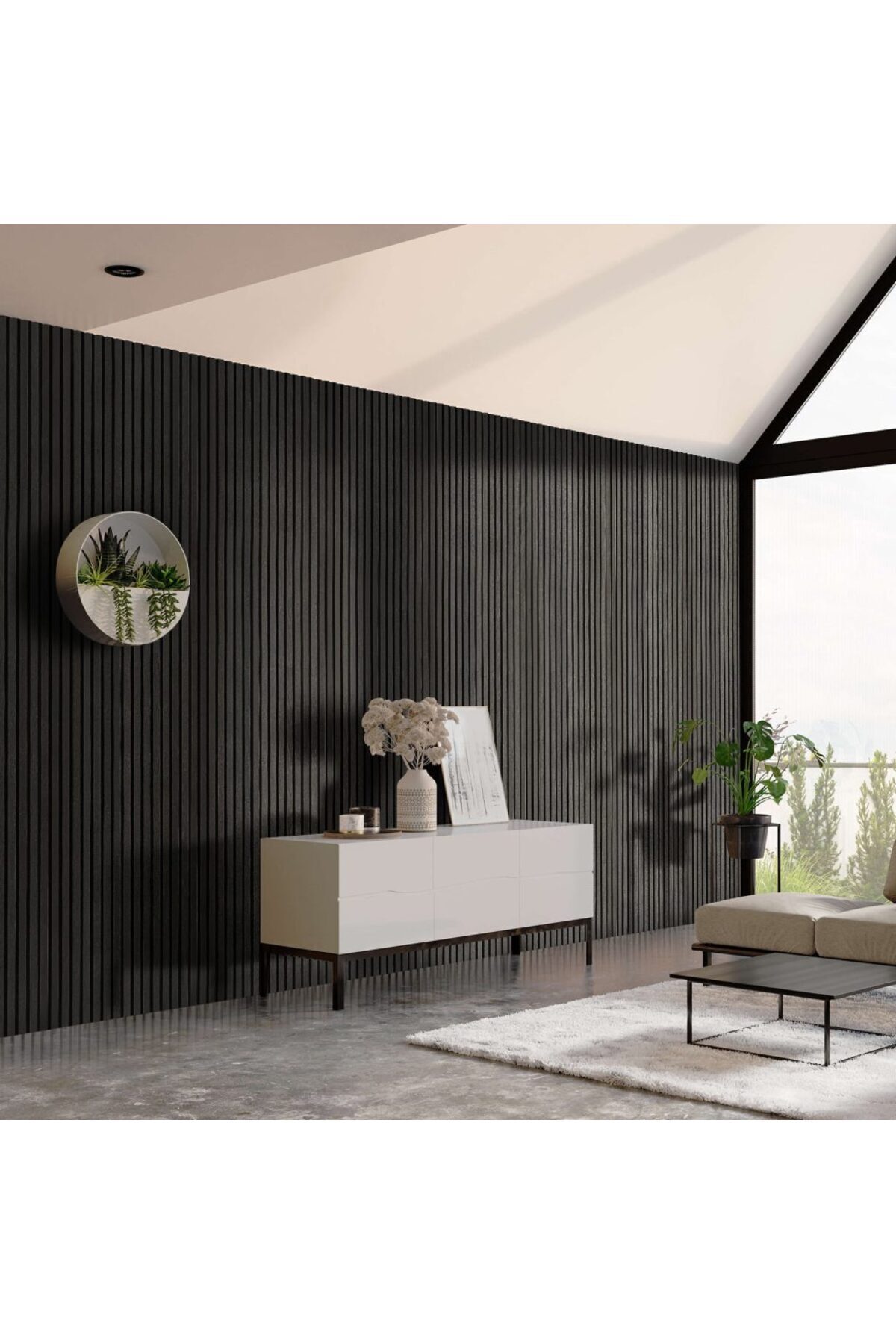 Mdf Ahşap Akustik Duvar Paneli 60x275 Cm - Siyah