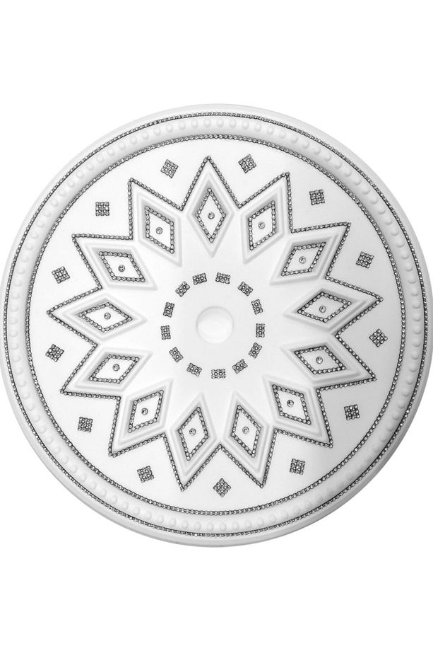 Baklava Desenli Stropiyer Taşlı Tavan Lamba Göbeği -50 Cm-siyah Renk