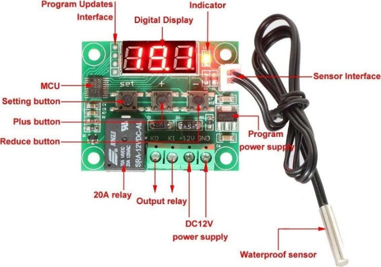 Dijital Termostat 12v Akvaryum Kuluçka Buzdolabı Termostat thr206