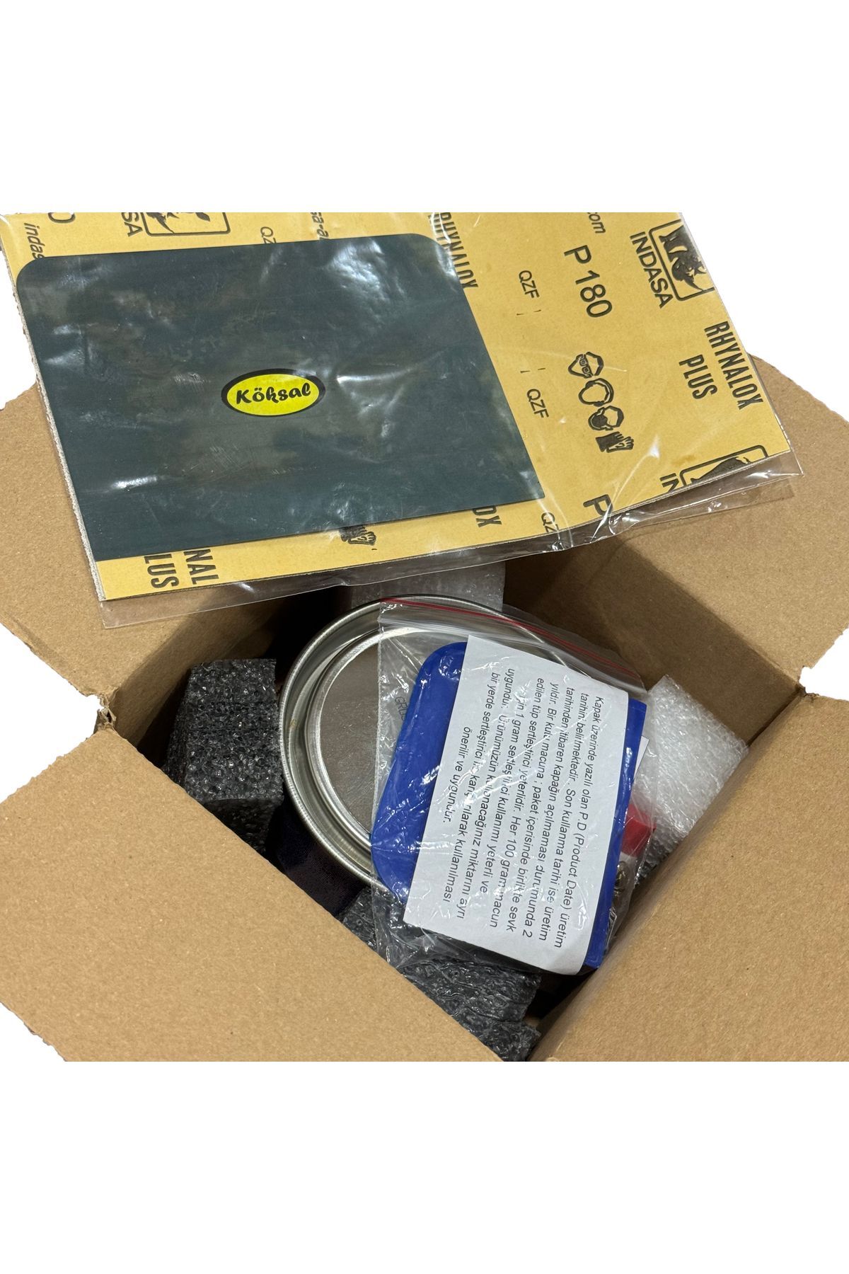 Fiber Elyaf Macun 500 gr Set + 3 Adet Zımpara ve 1 Adet Macun Çeliği.