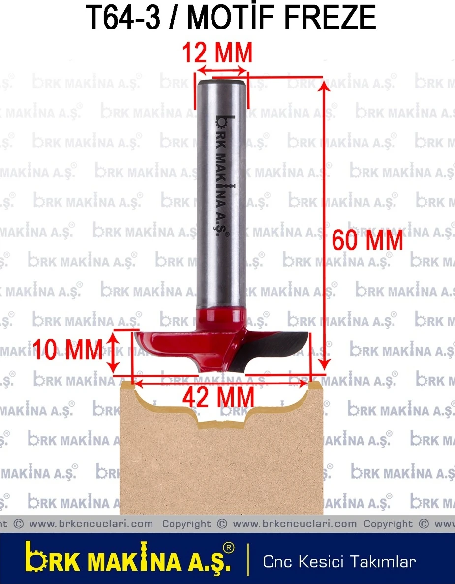 Yüzey Motif Bıçağı Freze Q42X10XQ12 mm