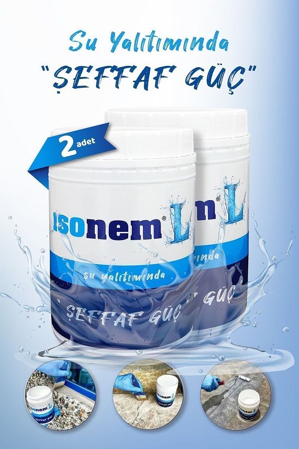 L Şeffaf Güç | Su Yalıtımı (2 Adet) 1 Kg Şeffaf Su Yalıtım