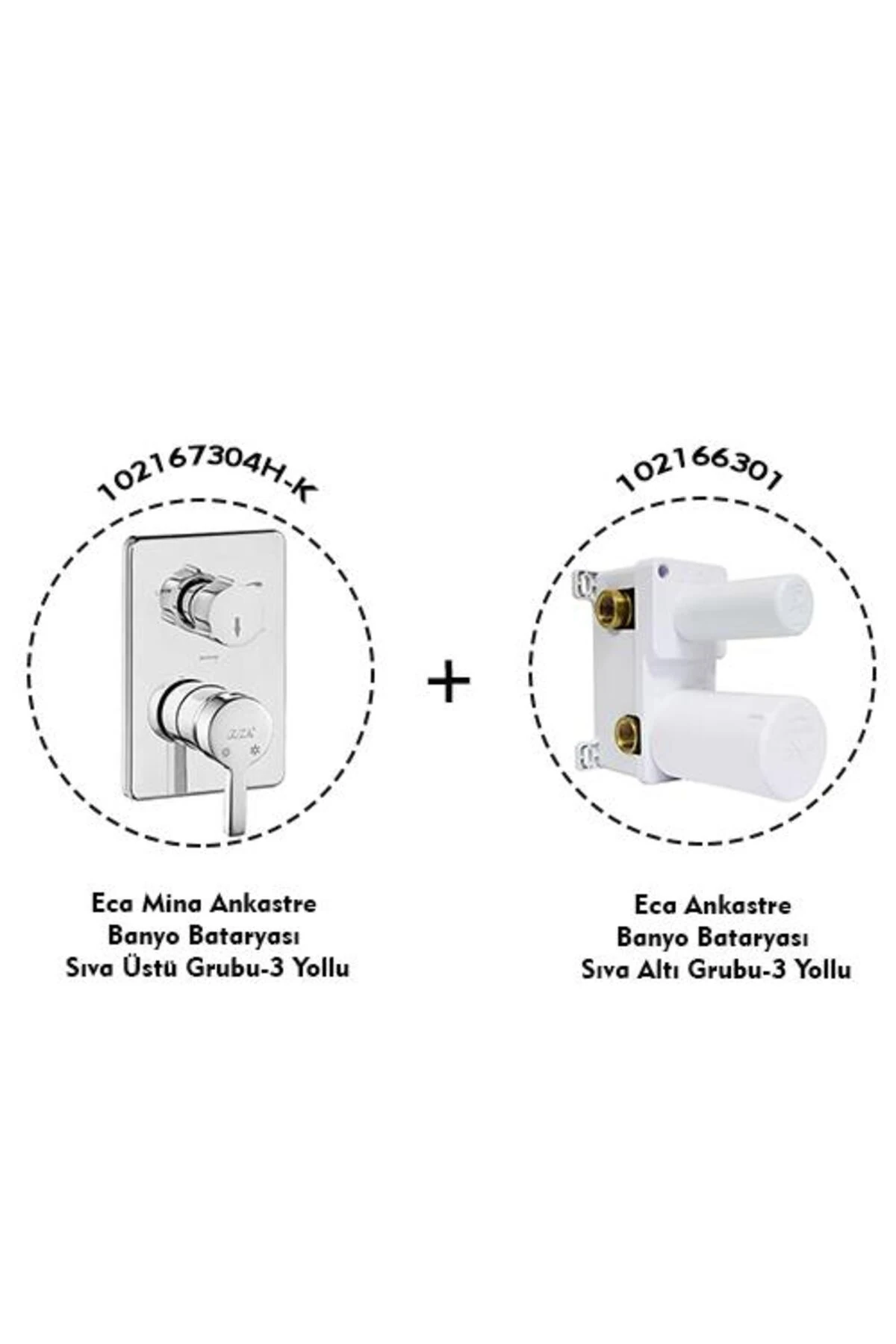 Mina Ankastre Banyo Bataryası 2 Parça Set / 3 Yollu (102167304H-K+102166301)