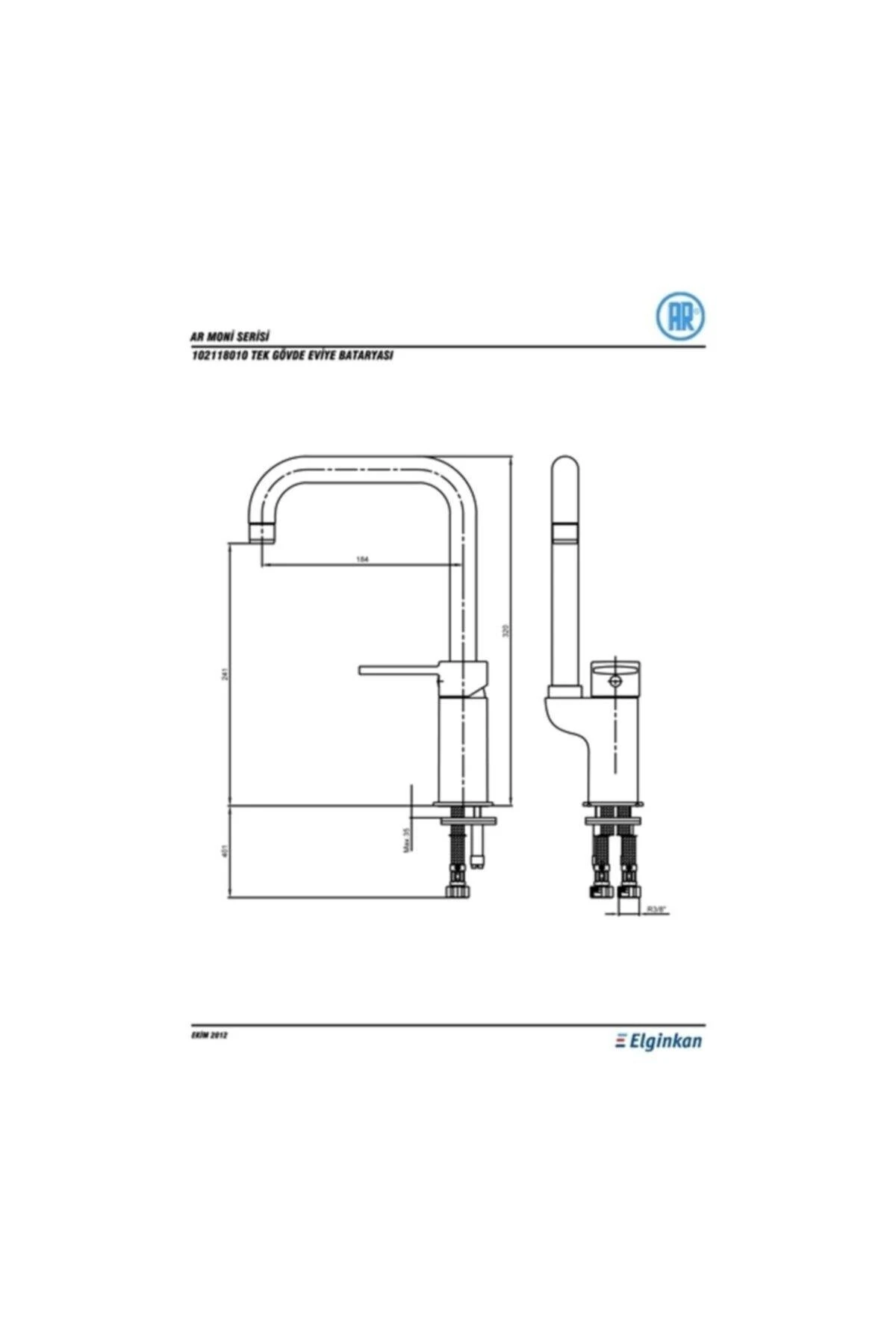 Ar Moni Mutfak-kuğu-eviye-lavabo Bataryası 102118010 5 Yıl Garantili