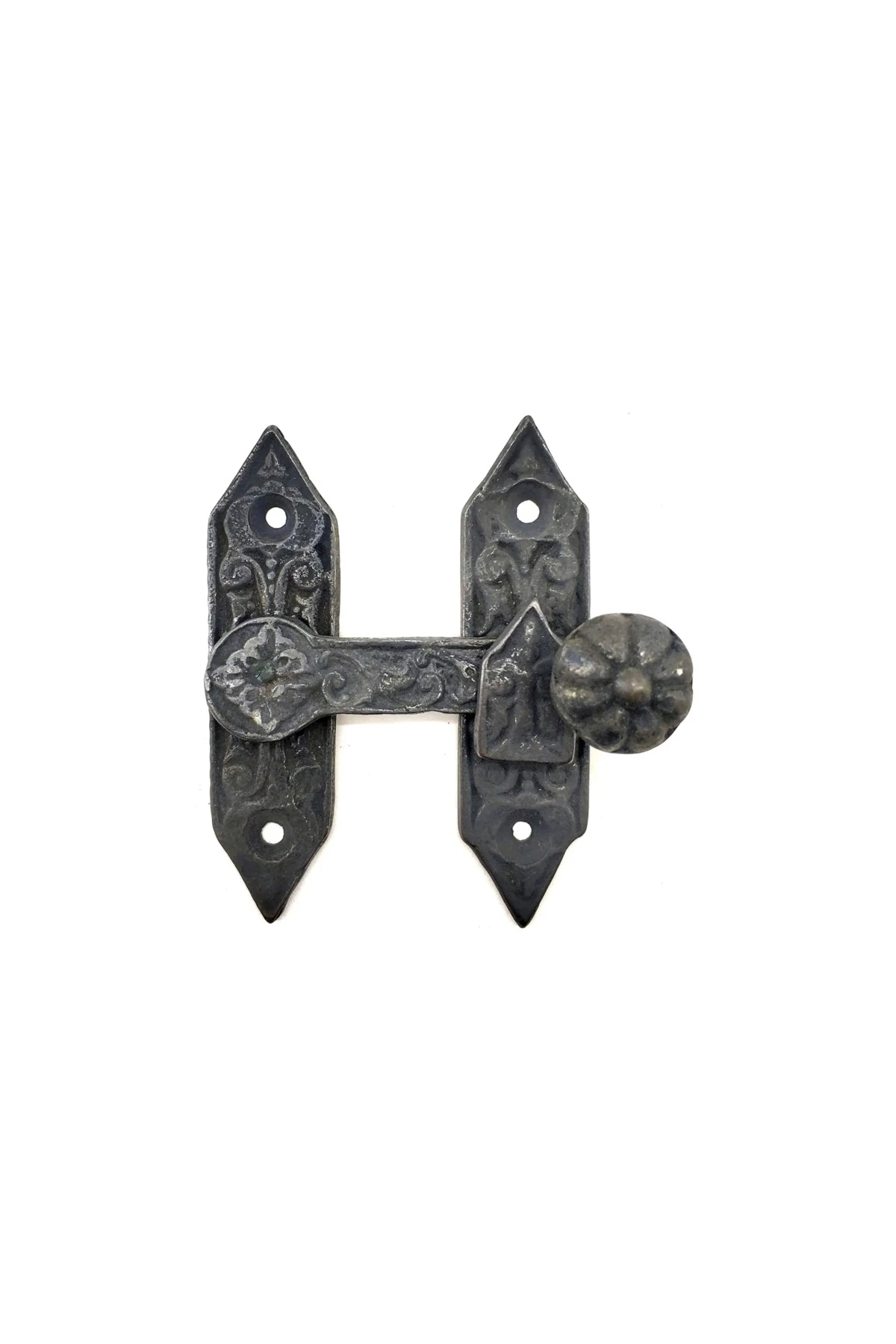 Antika Tarz Dekoratif Pirinç Kapı, Pencere Mandalı - 86x72 Mm, Oksit - Lisinya