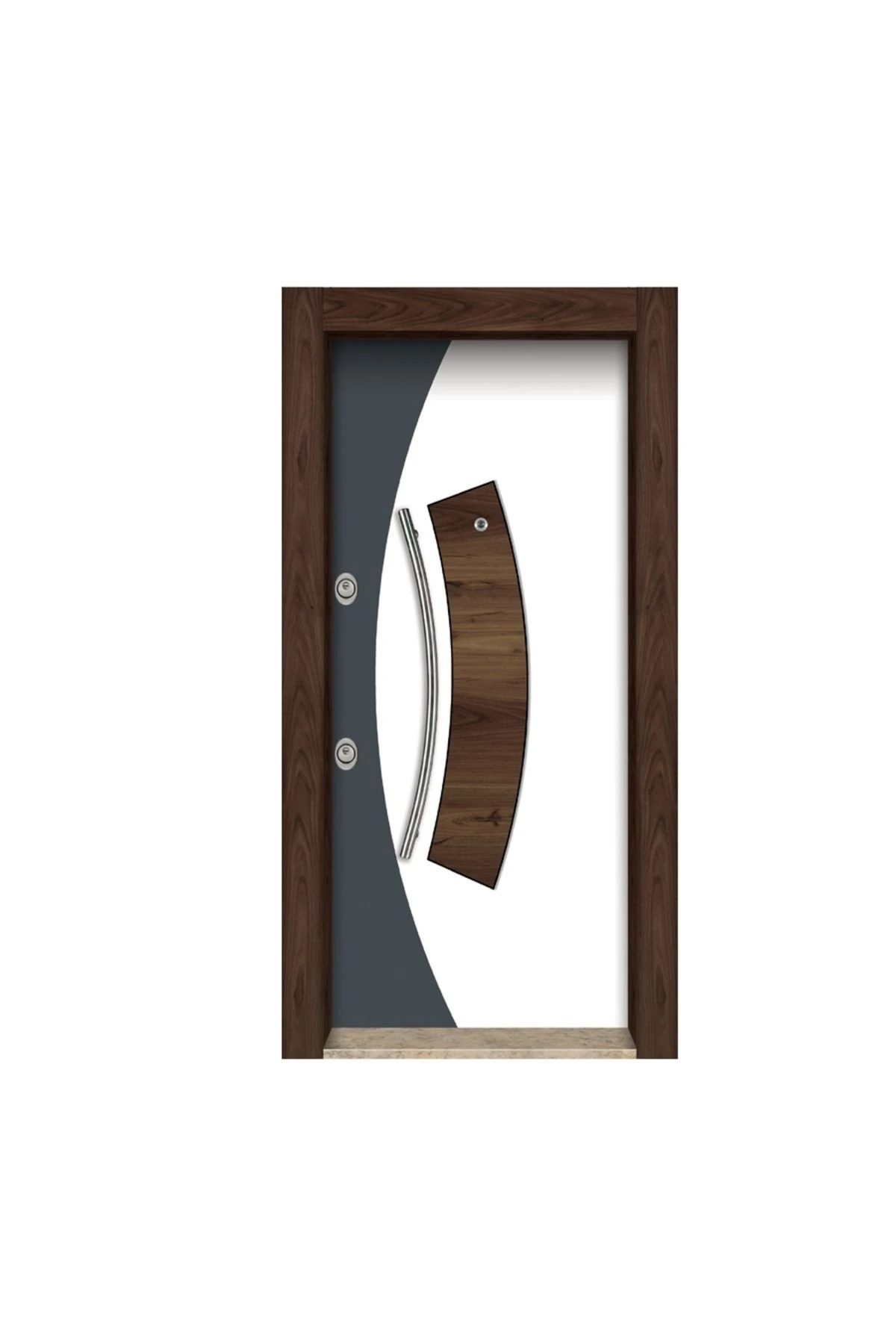 Ahşap Tırnaklı Çelik Kapı Tez3587 Sağ Açılım