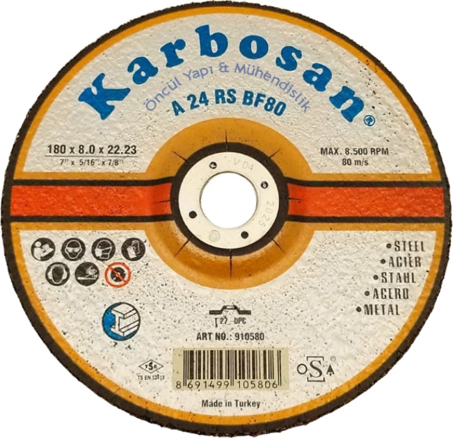 KARBOSAN Metal Silme Taşlama Taşı 180 x 8.5 mm 5 Adet