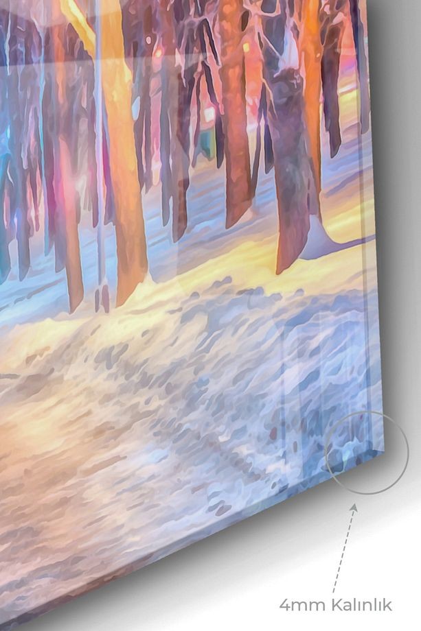 Kış Ve Yürüyüş Yolu Temalı | Doğa Temalı Cam Tablo | 50x70 Cm