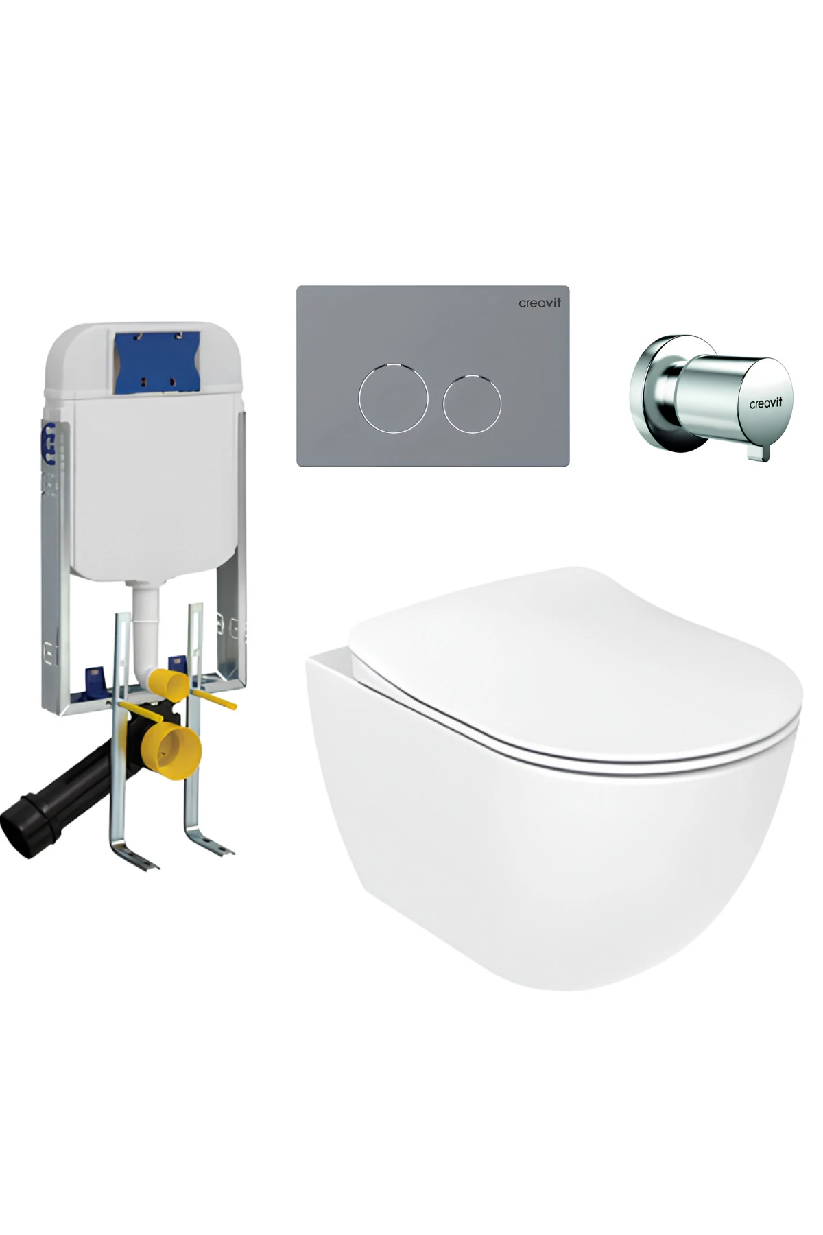 Free Kanallı Asma Klozet FE320, Terra Gömme Rezervuar Set