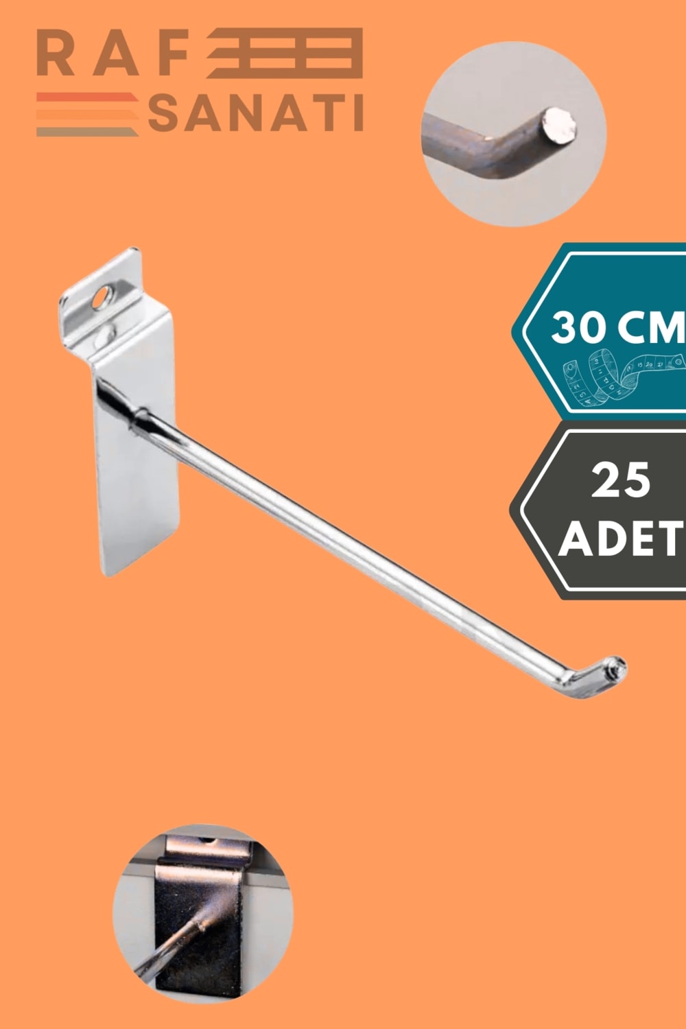 Kanallı Pano Kancası 30 cm - Askı Kanca Raf Askısı Raf Aksesuar Tel Askı Raf Kancası