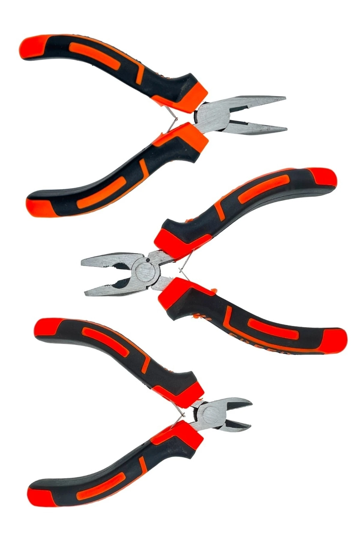 3 Lü Mini Pense Yan Keski Kargaburnu Set+3 Lü Tornavida+falçata+bant Takım Çantası Seti.